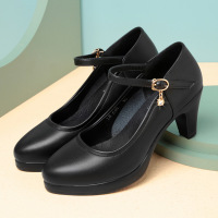 防水台软皮气质女鞋旗袍模特走秀鞋女防滑厚底职业工作鞋圆头单鞋