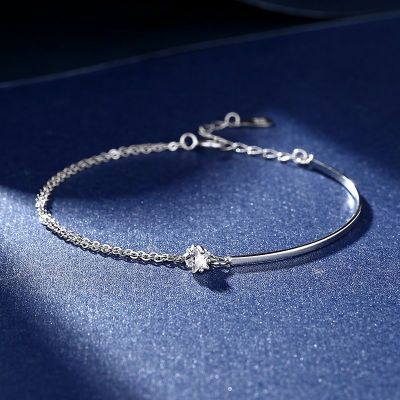 五角星双层手链女s999足银简约ins冷淡风半手镯镶钻轻奢手饰批发送女朋友老婆情人节七夕生日礼物