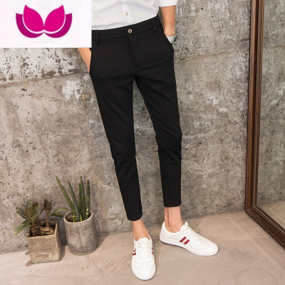 七斓裤子男韩版潮流九分裤修身小脚百搭休闲西裤春季弹力男长裤