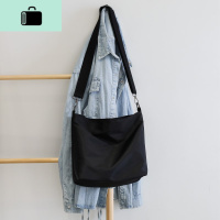 牛津布包女新款简约斜挎包休闲单肩大包包学院风购物袋百搭学生包NEW LAKE 黑色女士单肩包