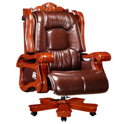 初嘉(CJ)豪华商务办公椅老板椅总裁椅可躺转椅电脑椅家用牛皮椅咖啡色A款