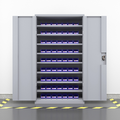 臻远重型五金工具柜铁皮柜双开门置物柜多功能零件柜~八层储物柜灰白色