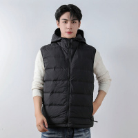 男式90绒纯色男装连帽带帽马甲无缝面料羽绒服背心外套