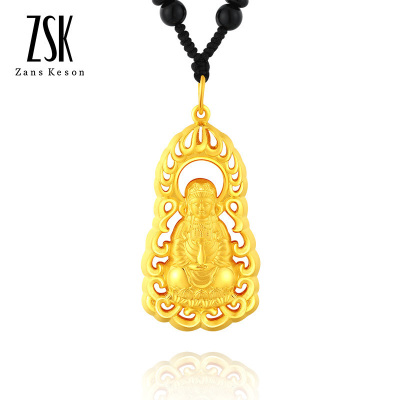 ZSK珠宝观音黄金吊坠男足金999金坠子金吊坠挂坠黄金首饰男士黄金项链搭配款自戴计价11克搭配可调节项绳-