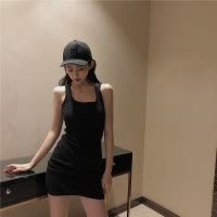 螺纹背心裙女夏季吊带裙收腰修身显瘦短裙子辣妹包臀连衣裙女
