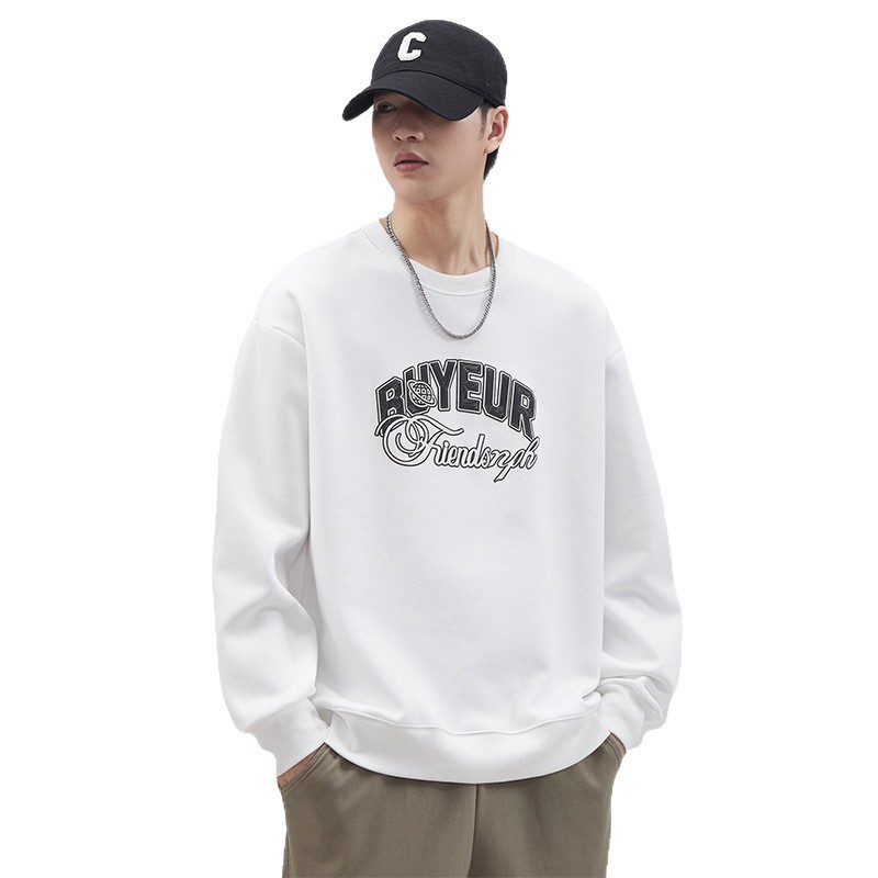 |字母印花潮牌圆领长袖卫衣男美式休闲款宽松休闲百搭上衣