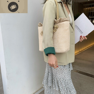 大容量单肩大包包女士2019新款潮百搭时尚秋季编织复古手提托特包艾狄伊娃手提包