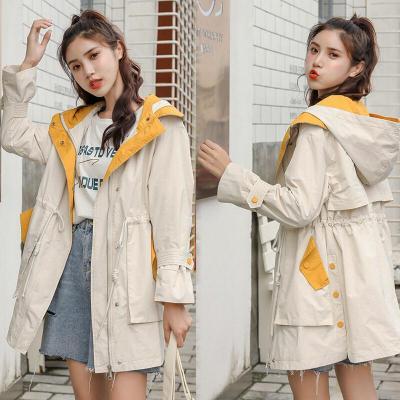 珂卡慕(KEKAMU)外套女2020新款韩版百搭bf风衣潮学生休闲外衣女工装黄色(收藏加购物车送运费险)S