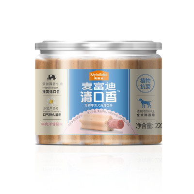 麦富迪清口香植物抗菌系列 狗狗零食磨牙棒耐咬宠物咬胶骨头棒 [升级款植物抗菌]牛肉洋甘菊味 220g