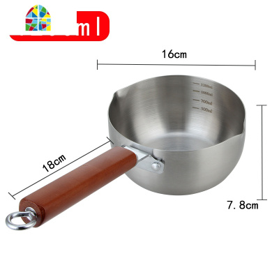 日式雪平锅加厚不锈钢雪平锅带刻度实木手柄家用奶锅汤锅煮面锅 FENGHOU 实木手柄直径22CM(容量2500ml)