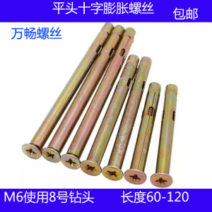 汐岩平头膨胀螺丝沉头内膨胀地板膨胀隐形膨胀螺丝十字膨胀螺丝M6加长