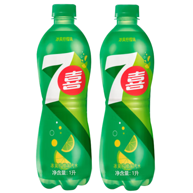 百事可乐 7喜 七喜7up 柠檬味 碳酸饮料1L*2瓶 (新老包装随机发货)