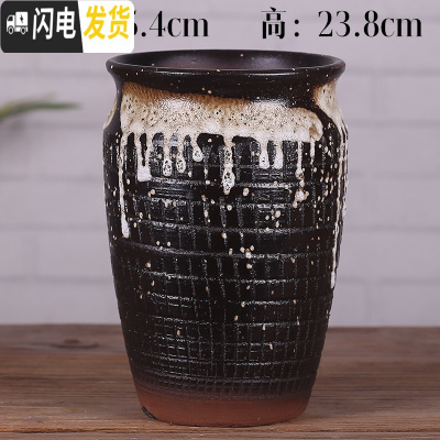 三维工匠宜兴紫砂花盆老桩多肉盆景法师盆栽透气粗陶陶瓷大号盆 圆法师黑挂白 大花盆容器