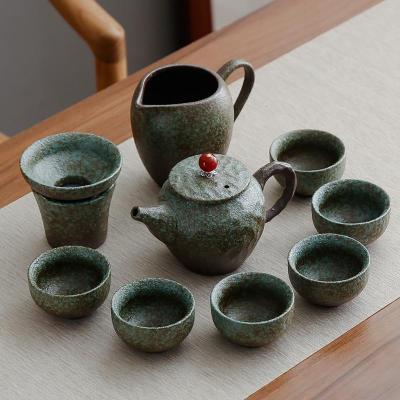 现公客厅日式功夫整套茶盘纳丽雅家用简约茶杯茶壶粗陶茶具套装 陶器