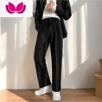 七斓黑色直筒垂感西裤男冰丝薄款百搭西装裤子宽松大码休闲长裤