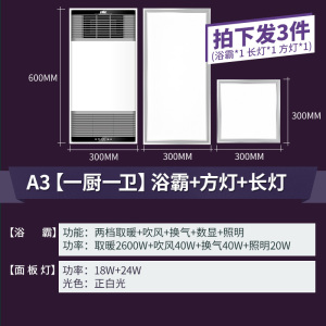雷士照明浴霸多功能卫生间集成吊顶双核风暖排气扇照明一体排气扇