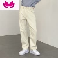 七斓DAZO 帅气牛仔裤男直筒白色休闲裤宽松百搭韩版复古裤子