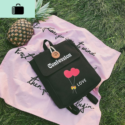 双肩包女2019新款韩版百搭书包女小清新帆布学生软妹校园可爱背包NEW LAKE