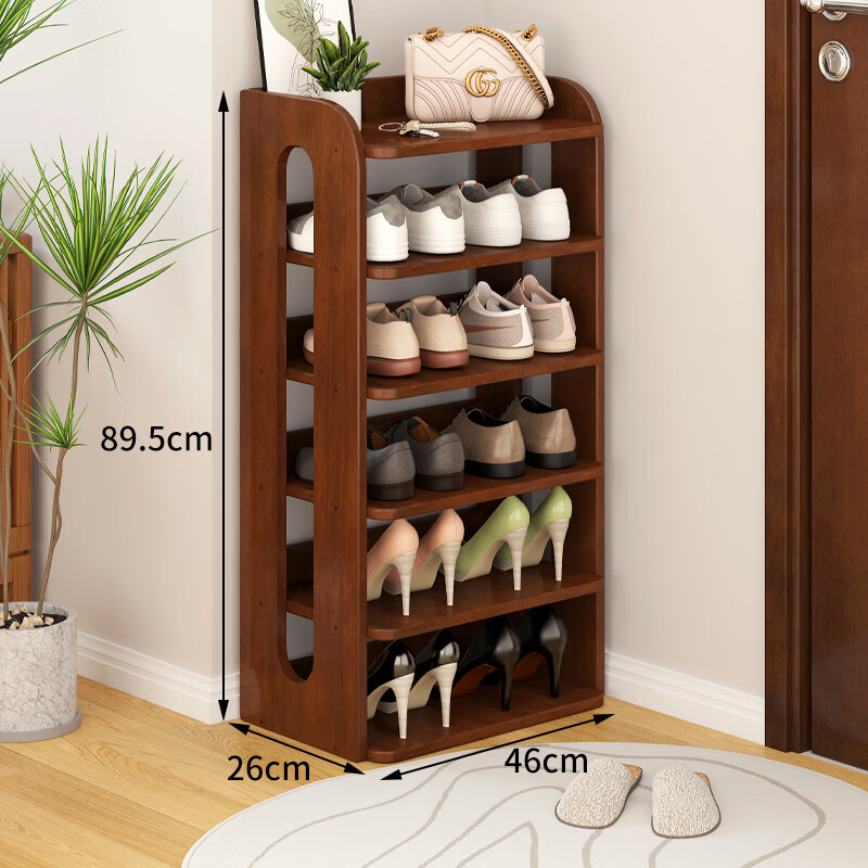 冠烨 全实木鞋架门口多层家用鞋子结实耐用收纳置物架 加宽六层46*26*89.5cm 单位:个
