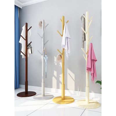 汐岩实木衣帽架落地卧室家用挂衣架简约现代包架单杆立式放衣服的架子