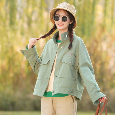 FISHBASKET少女秋装棒球服高中女生初中学生工装风衣短外套秋季休闲夹克上衣风衣女