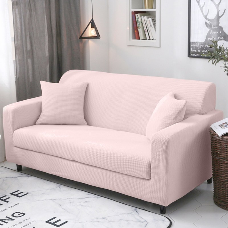 三人双人弹力全包萬能沙发套沙发套罩沙发垫通用全盖布艺沙 藕粉色 S码(测量长度90-140cm适用,一般用于单人位沙发)
