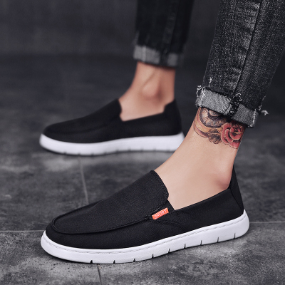 坚马夏季帆布鞋男透气潮流休闲板鞋男士百搭潮鞋一脚蹬懒人开车鞋老北京布鞋