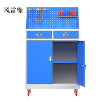 风雷缘工具柜加厚铁皮储物柜工厂车间用带抽屉汽修多功能收纳柜灰蓝色二斗小柜含轮子
