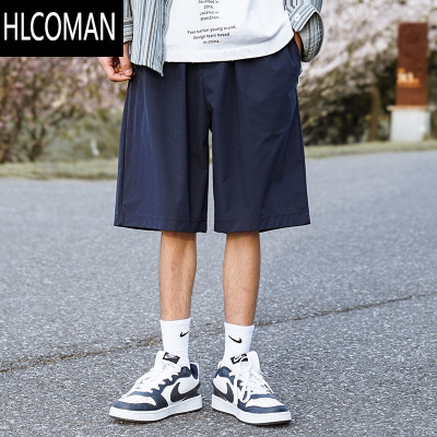 HLCOMAN日系cityboy休闲短裤男夏季薄款简约宽松速干五分裤港风运动裤子
