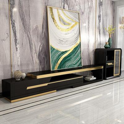 客厅轻奢电视柜茶几组合后现代简约 可伸缩后小户型储物新款地柜