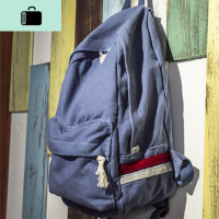 韩版简约中学生书包男初中高中复古帆布双肩包女休闲牛仔布背包潮NEW LAKE 蓝色