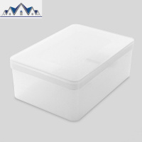 透明塑料有盖可叠加衣服收纳箱桌面化妆品收纳盒厨房长方形储物盒 三维工匠