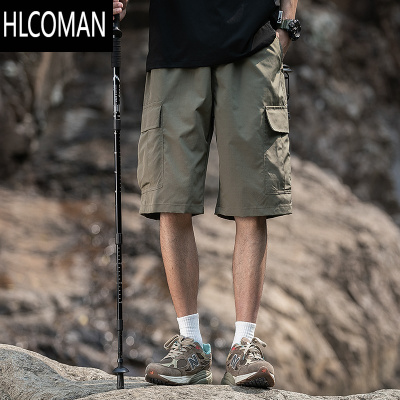 HLCOMAN防泼水工装短裤男2025夏季薄款速干运动五分裤休闲大码男士裤子潮