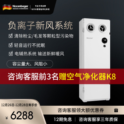 诺森柏格 新风系统 壁挂式全新升级款 负离子智能除甲醛 全屋通风换气 热交换技术 空气消毒机 幼儿园专用NCBG450F