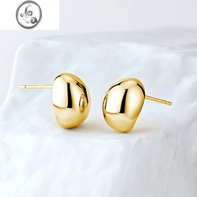 JiMi银银金豆耳钉轻奢高级感气质耳环2023新款洋气小众设计耳饰女