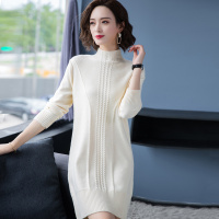 2024春秋装新款专柜品牌羊绒衫女大码羊毛衫女山羊绒衫中长款连衣裙套头毛衣女系带修身显瘦针织衫打底衫女大码女装