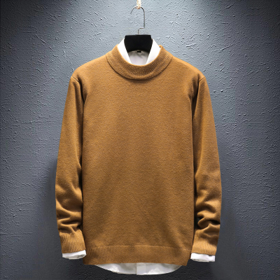 春秋新款男士毛衣青中年纯色百搭半高领男士针织衫套头男士长袖修身毛衣男士毛衫大码男装吉普战车JIPUZHANCHE