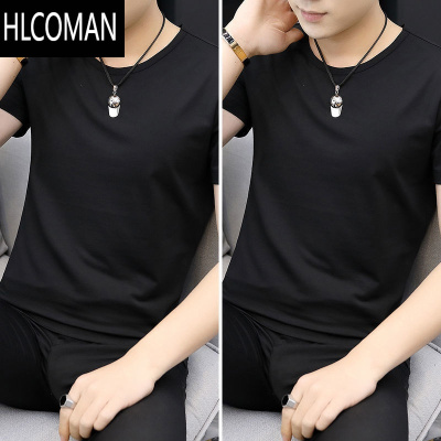 HLCOMANT恤男短袖健身半袖青年纯白色弹力短衫潮流汗衫