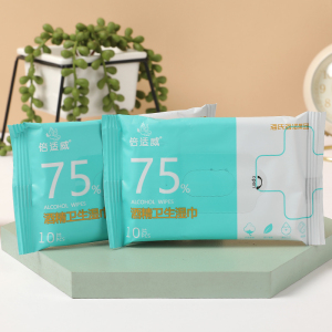 海氏海诺 10片装75%度酒精卫生湿巾随身便携皮肤清洁物品擦拭消毒湿巾纸