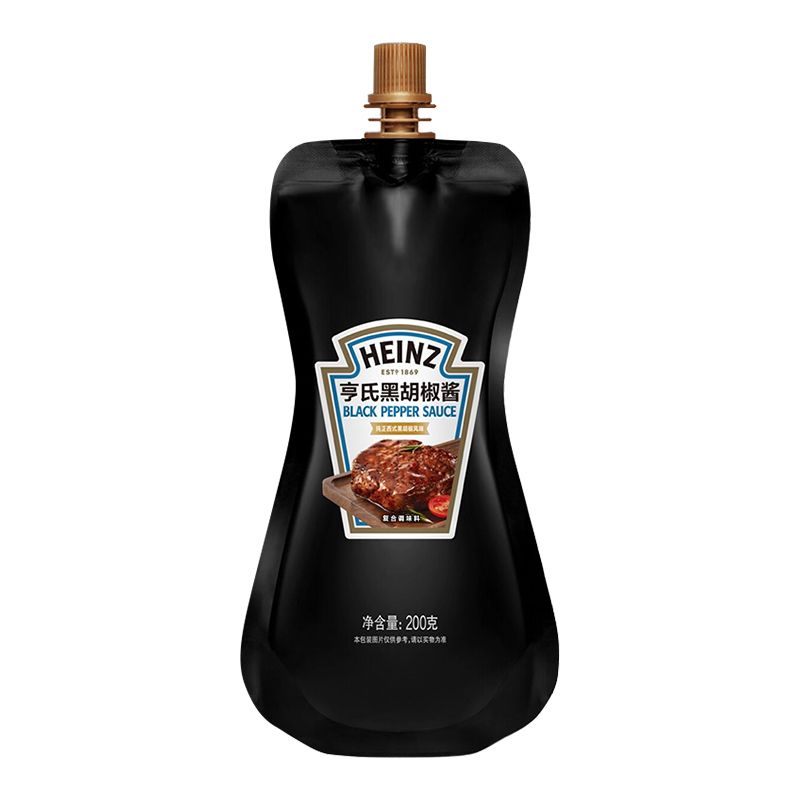 亨氏(HEINZ) 黑胡椒酱黑胡椒调味酱 烤肉牛排酱 200g黑胡椒酱*2袋