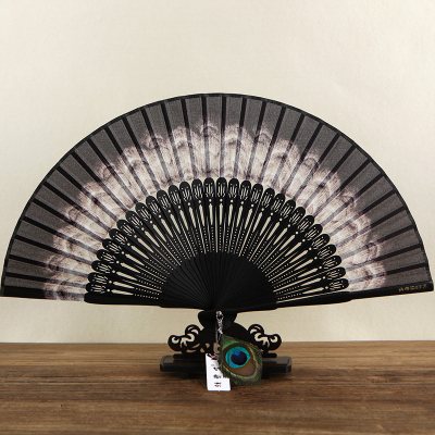 中国风孔雀扇精美女式绢扇特色礼品折扇舞蹈扇女扇子三维工匠孔雀开屏-绿D