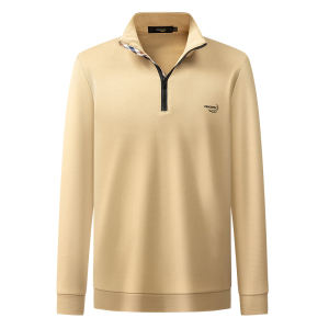 鳄鱼恤CROCODILE 长袖卫衣POLO衫男士秋冬翻领套头外穿半拉链纯棉T恤