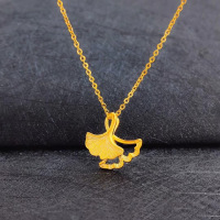 仿黄金越南沙金项链3D镀金银杏叶吊坠女三生有幸气质项链细锁骨链送女朋友老婆情人节七夕生日礼物