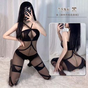 霏慕女式情趣丝袜 性感情趣内衣魅惑线条开裆免脱连身袜透视衣服丝袜女 7586