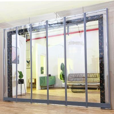 空调帘磁铁对吸超市闪电客隔热塑料隔断帘磁吸夏季防蚊透明软帘2.0mm磁吸灰色边+配重宽50cm*高200cm/一片