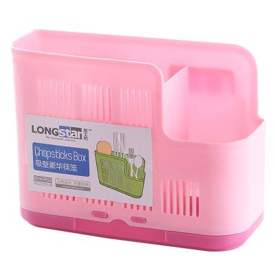 壁挂式厨房筷笼创意筷托筷子筒沥水餐具勺子置物架收纳盒家用 敬平 粉红色