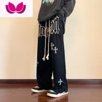 七斓男士潮牌卫裤男款休闲裤子男生美式高街直筒裤vibe宽松运动裤拖地