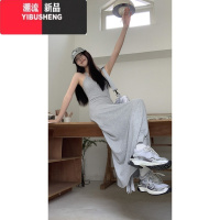 YIBUSHENG红人馆挂脖连衣裙女季新款黑色高级垂坠感长裙气质火吊带裙子