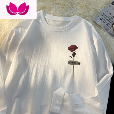 七斓美式街头嘻哈长袖t恤男秋季潮流百搭宽松体恤港风ins潮印花打底衫