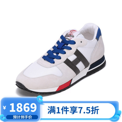 hogan 男士h383系列织物配皮h字母系带休闲运动鞋 hxm3830an51r6品牌